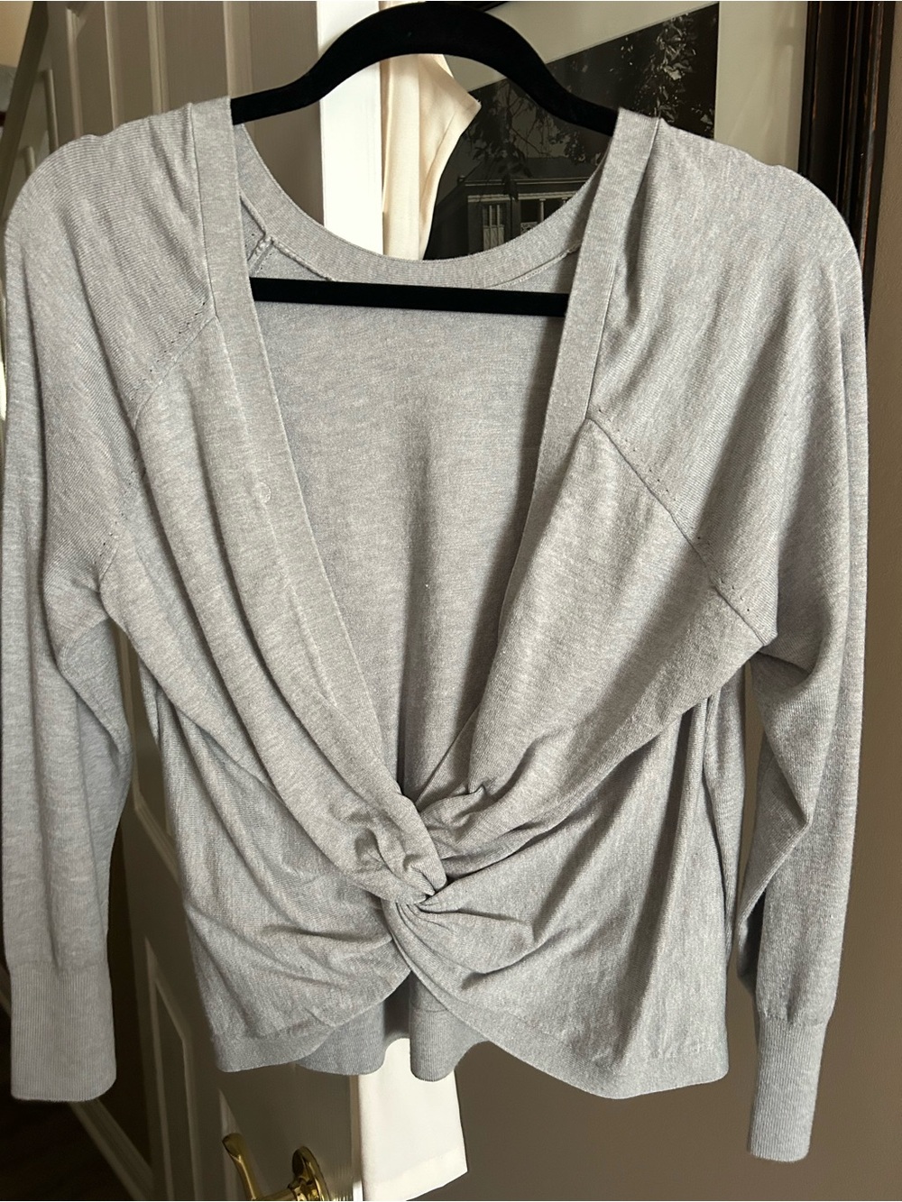 Victoria's Secret Light Gray Twist-back Long Sleeve Top